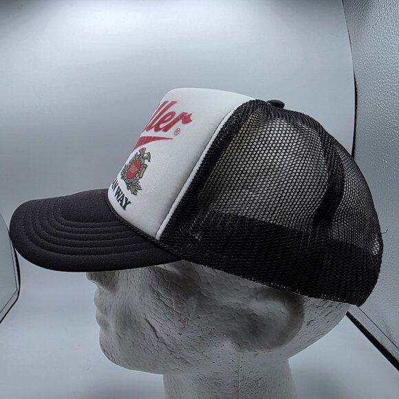 Otto Miller Mens Black White Snapback Trucker Hat Made The American Way Casual - Picture 2 of 9